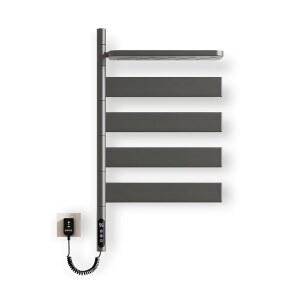 욕실용 YAQUHO 회전식 온열 타월 랙, 트레이 포함 전기 워머 180 회전, 벽 장착, 터치 패널, 다단계 타이머, 온도 조정, 살롱 및 스파, 그레이