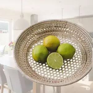 [반려] 간식 수납 소쿠리 원형 등공예 바구니 수제 보관함