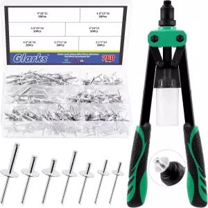 글락스 261Pcs 리벳 건 대형 플랜지 알루미늄 13인치 금속 7사이즈 260Pcs 블라인드 핸들 키트 모음 팝