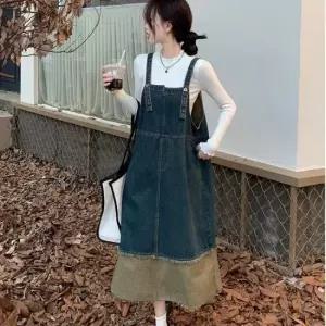 밴딩 빈티지 데님 멜빵 원피스 바캉스 LLD131