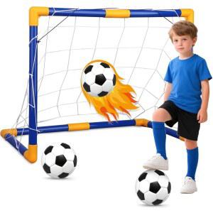 용 볼 펌프 3개가 장착된 축구 골 세트, 정원 실내 야외 뒷마당용 휴대용 훈련 장비, 남자 여자 스포츠 장난감 가족 게임 23인치 W 18인치 H 12인치