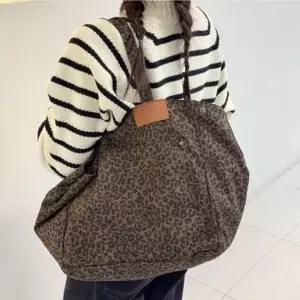여성 캔버스 호피 빅 토트백 숄더백 쇼퍼백 데일리백