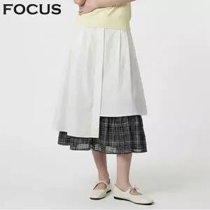 [포커스] 체크 레이어드 코튼 핀턱 스커트_VF6M1SK8240