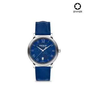 몽블랑 브랜드관 [공식] 트래디션 오토매틱 데이트 블루 다이얼 레더 스트랩 40mm 131274