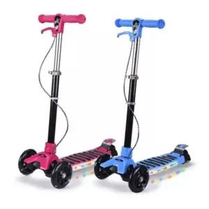 어린이 킥보드 안전 발광 스쿠터 유아 킥보드 세발 바퀴 높이조절 폴리우레탄 접이식 핸들