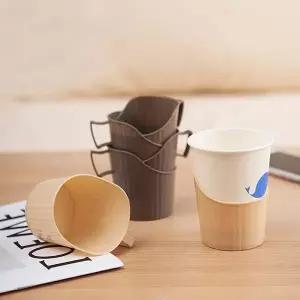 [콩심팥심]심플 종이컵 손잡이 받침 모양 컵홀더 무지 8개 세트 컵 슬리브