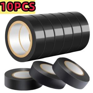 검정색 고무 전기 테이프 10롤 - 산업용 배선 가전제품 및 기계용 고온 내구성 절연 수리 안전을 하는 있고