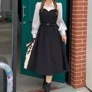 [의류] 셔츠형 뷔스티에 롱원피스 벨트포인트 레이어드원피스