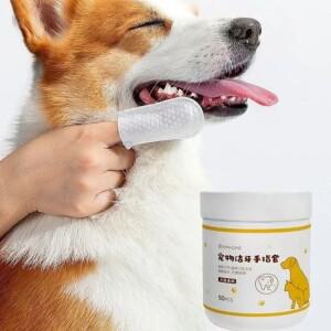 반려동물 일회용 클리닝 물티슈 강아지 치아 세척 핑거 고양이 귀 및 눈 미용 위생 제품 50매