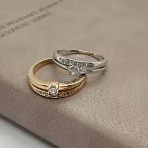 애끼링 커플링 두줄 큐빅 레이어드 패션 은 반지/커플템