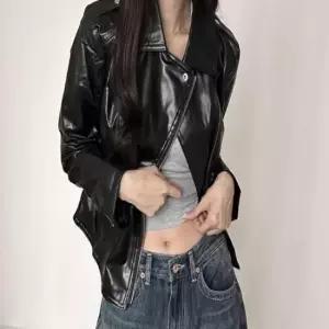 [옷은날개] 여성 봄 데일리 모던 라이더자켓 시크 가죽자켓