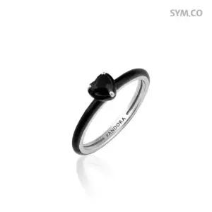 판도라 193088C01 미 블랙 차크라 하트 여자 실버 반지 d