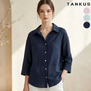 여성 쿨 소프트 버튼업 카라 7부 셔츠