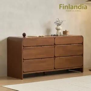 핀란디아 에스딴데 1500 원목 와이드체스트 서랍장[월넛]