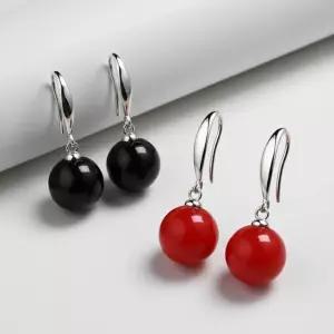 보석 블랙 원석 귀걸이 홍마노 오닉스