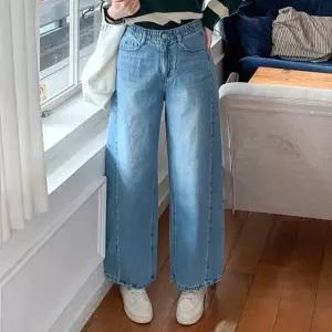 여성 봄 가을 와이드 절개 밴딩 데님팬츠 청바지 통바지 PN0750S