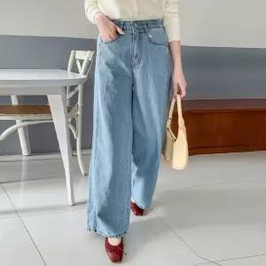 여성 봄 가을 밴딩 와이드 데님팬츠 청바지 연청 진청 PN0742S