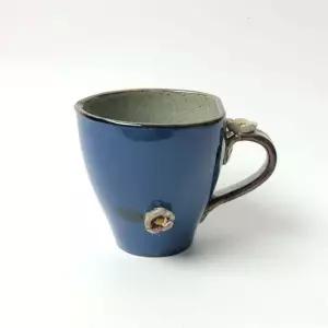 돌출꽃 파랑 머그컵 380ml 커피잔 찻잔 부부찻잔 커피잔세트