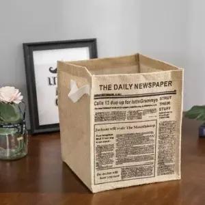 [생활] 바구니 뉴스 린넨 사각 정리 페이퍼