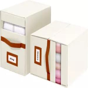 옥스포드 원단 투명 PVC 창문 및 가죽 손잡이가 있는 Jumpso 2팩 접이식 시트 정리함 보관 - 침구 담요