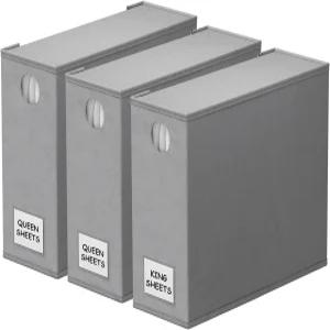 스페이스에이드 3팩 침대 시트 정리함 및 보관함 린넨 옷장용 접이식 세트 폴더 키퍼 윈도우 XL(퀸 킹