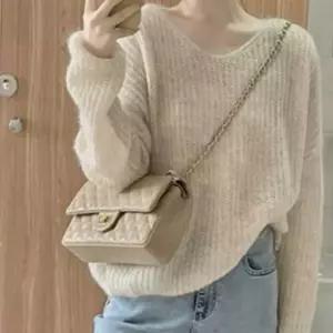 니트 아이보리니트 브이넥 시스루니트 여자 봄가을 아이보리