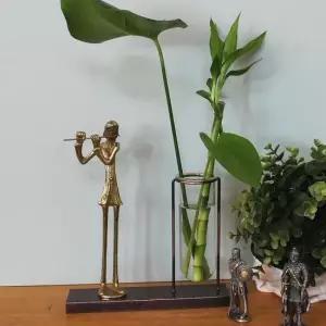 신혼부부선물 플릇 황동수공예 시험관 수경식물 장식 유리 꽃 화병