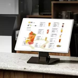 카페 테이블 디지털메뉴판 모니터 영업용 탁상 받침대 나무 광고판