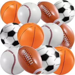 16인치 풍선 스포츠 비치볼 버라이어티 팩(12개) - 각각 3개 농구 야구 축구 스포츠용 테마 파티 수영장