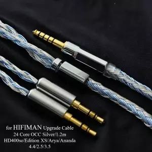 HIFIMAN HD400se/Edition XS/Arya용 교체 케이블 - 인라인 마이크가 포함된 24코어 은도금 OCC 밸런스드 코