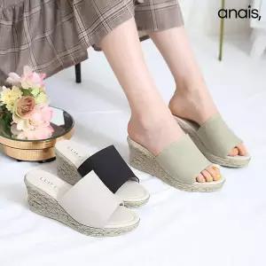 [아나이스] 국산 린넨 웨지힐 뮬 슬리퍼 7cm_26S141