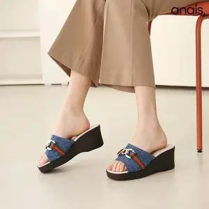 [아나이스] 국산 데님 통굽 뮬 슬리퍼 6cm_26S152