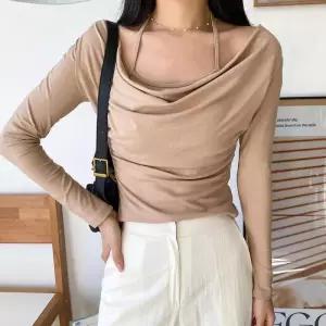 [신상오픈런]카울넥 홀터 끈나시 레이어드 드레이퍼리 긴팔쫄티 (30488947)