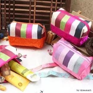 투톤자수 화장품 파우치 정리 패션잡화 세트 결착용 여행 벨트착용ok 여행