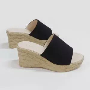 [아리앤]린넨 웨지힐 뮬 슬리퍼 7cm