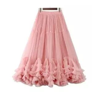 밑단 캉캉A 라인 퍼프 스커트 롱 캉캉 플레어 무대복 a 라인 스커트 여성