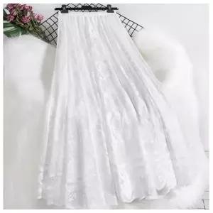 레이스 플레어 롱스커트 밴딩치마 2 가을 플레어 레이스 고무줄 여성 봄