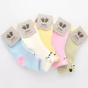[이지커머스]아동양말 남아여아 귀욤 고냥이페이스 중목 5켤레묶음 유아양말 키즈양말 키즈여아양말 유아스