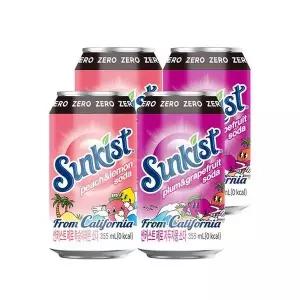 [셀러허브]썬키스트 355ml 복숭아레몬 + 자두자몽 총 48캔 (S44234441)