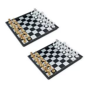 접이식 체스 휴대용 보드게임 마그네틱 체스 2개 25x25cm