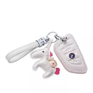 BMW 3시리즈 키케이스 가죽 화이트 키홀더 핑크