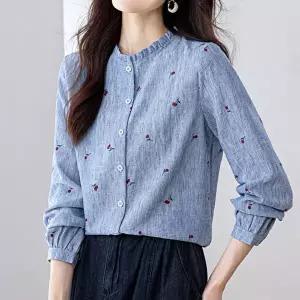 [패션시그널]레드체리프릴카라블라우스 FS2302762