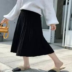 [의류] 여성 3컬러 A라인 허리밴딩 스커트 꽈배기 롱치마