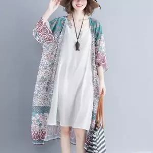 여성 롱가디건 쉬폰 비치웨어 빅사이즈 0 jj 여성 로미홀리 여행 쉬폰