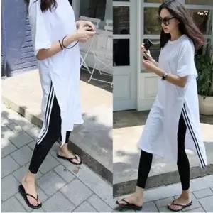 여성용 캐주얼 면 반팔 롱원피스 Y 0 롱원피스 여성 면 캐주얼 롱티 반팔