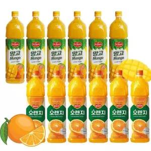 [셀러허브]롯데칠성 델몬트 오렌지 1.5L x 6개+망고 1.5L x 6개 과일 주스 음료 (S29978811)