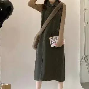 [옷은날개] 빈티지 데님 민소매 카라 캐주얼 롱 원피스 데일리룩