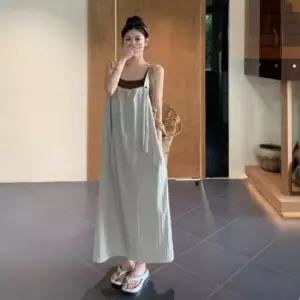 [옷은날개] 데이트룩 여행룩 인생컷룩 스트랩 멜빵 롱원피스2컬러