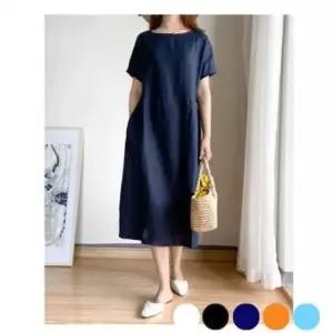 [옷은날개] 심플 시원한원피스 면원피스 캐주얼 반팔 원피스 A라