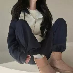 [옷은날개] 여자 블랙 심플 데일리 후드 조거 셋업 트레이닝세트